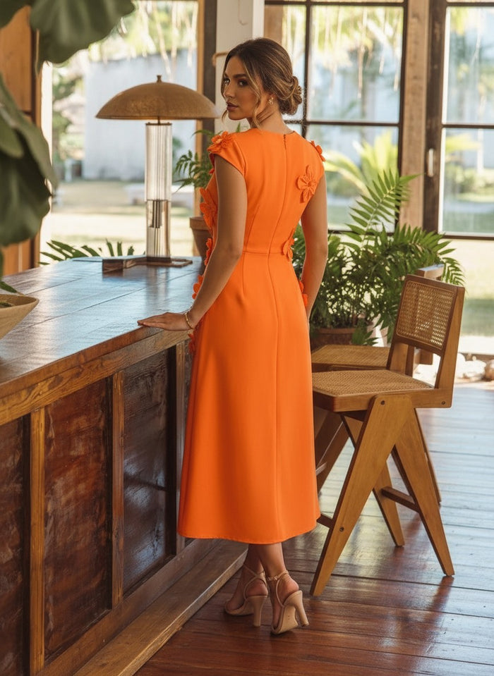 Jersey A-Line Crew Neck Cocktail Dresses with 3D Flowers