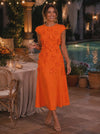 Jersey A-Line Crew Neck Cocktail Dresses with 3D Flowers