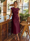 Jersey A-Line Crew Neck Cocktail Dresses with 3D Flowers
