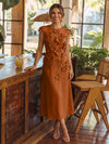 Jersey A-Line Crew Neck Cocktail Dresses with 3D Flowers