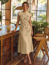 Jersey A-Line Crew Neck Cocktail Dresses with 3D Flowers