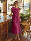 Jersey A-Line Crew Neck Cocktail Dresses with 3D Flowers