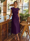Jersey A-Line Crew Neck Cocktail Dresses with 3D Flowers