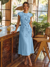 Jersey A-Line Crew Neck Cocktail Dresses with 3D Flowers
