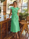 Jersey A-Line Crew Neck Cocktail Dresses with 3D Flowers