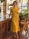 Jersey A-Line Crew Neck Cocktail Dresses with 3D Flowers