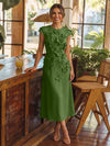 Jersey A-Line Crew Neck Cocktail Dresses with 3D Flowers