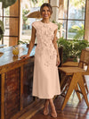 Jersey A-Line Crew Neck Cocktail Dresses with 3D Flowers