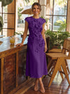Jersey A-Line Crew Neck Cocktail Dresses with 3D Flowers