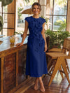 Jersey A-Line Crew Neck Cocktail Dresses with 3D Flowers