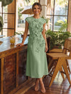 Jersey A-Line Crew Neck Cocktail Dresses with 3D Flowers