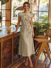 Jersey A-Line Crew Neck Cocktail Dresses with 3D Flowers