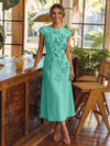 Jersey A-Line Crew Neck Cocktail Dresses with 3D Flowers