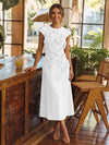 Jersey A-Line Crew Neck Cocktail Dresses with 3D Flowers