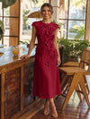 Jersey A-Line Crew Neck Cocktail Dresses with 3D Flowers