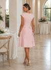 Jersey A-Line Crew Neck Cocktail Dresses with 3D Flowers