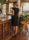 Jersey Sheath Crew Neck Cocktail Dresses with 3D Flowers