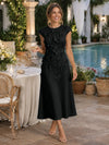 Jersey A-Line Crew Neck Cocktail Dresses with 3D Flowers