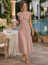 Jersey A-Line Crew Neck Cocktail Dresses with 3D Flowers