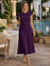 Jersey A-Line Crew Neck Cocktail Dresses with 3D Flowers