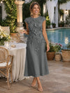 Jersey A-Line Crew Neck Cocktail Dresses with 3D Flowers