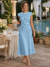 Jersey A-Line Crew Neck Cocktail Dresses with 3D Flowers