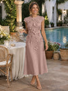 Jersey A-Line Crew Neck Cocktail Dresses with 3D Flowers