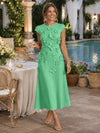Jersey A-Line Crew Neck Cocktail Dresses with 3D Flowers