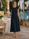 Jersey A-Line Crew Neck Cocktail Dresses with 3D Flowers