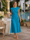 Jersey A-Line Crew Neck Cocktail Dresses with 3D Flowers