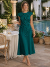 Jersey A-Line Crew Neck Cocktail Dresses with 3D Flowers