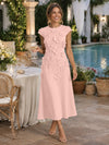 Jersey A-Line Crew Neck Cocktail Dresses with 3D Flowers