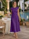 Jersey A-Line Crew Neck Cocktail Dresses with 3D Flowers