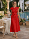 Jersey A-Line Crew Neck Cocktail Dresses with 3D Flowers