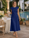 Jersey A-Line Crew Neck Cocktail Dresses with 3D Flowers