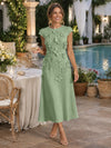 Jersey A-Line Crew Neck Cocktail Dresses with 3D Flowers