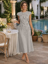 Jersey A-Line Crew Neck Cocktail Dresses with 3D Flowers