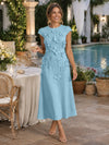 Jersey A-Line Crew Neck Cocktail Dresses with 3D Flowers