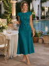 Jersey A-Line Crew Neck Cocktail Dresses with 3D Flowers