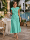 Jersey A-Line Crew Neck Cocktail Dresses with 3D Flowers