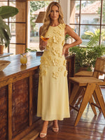Jersey A-Line Crew Neck Cocktail Dresses with 3D Flowers