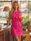 Jersey A-Line Crew Neck Cocktail Dresses with 3D Flowers