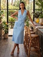 Jersey A-Line V Neck Cocktail Dresses with 3D Flowers