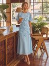 Chiffon A-Line Crew Neck Cocktail Dresses with 3D Flowers
