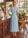 Chiffon A-Line Crew Neck Cocktail Dresses with 3D Flowers