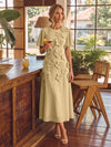 Chiffon A-Line Crew Neck Cocktail Dresses with 3D Flowers