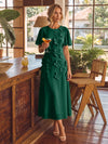 Chiffon A-Line Crew Neck Cocktail Dresses with 3D Flowers