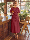 Chiffon A-Line Crew Neck Cocktail Dresses with 3D Flowers