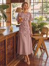 Chiffon A-Line Crew Neck Cocktail Dresses with 3D Flowers