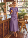 Chiffon A-Line Crew Neck Cocktail Dresses with 3D Flowers